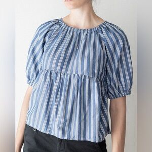 Old Navy Blue and White Striped Blouse